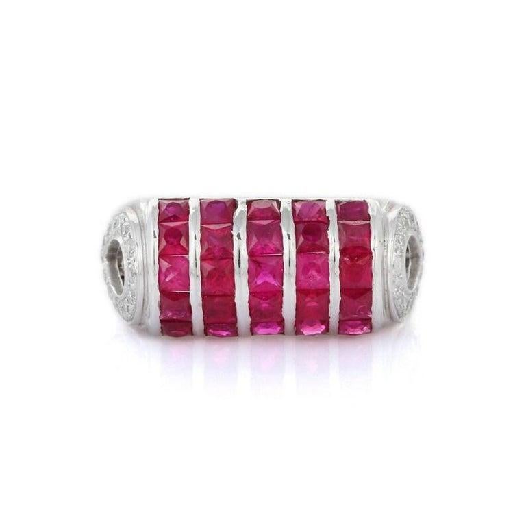 For Sale:  18K White Gold Cocktail Ring in Ruby and Diamond 4