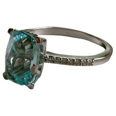 18k White Gold Cocktail Ring w/ 2.7 carat Aquamarine & Diamonds