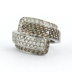 18k White Gold Cocktail Ring with 1.35ct Champagne & White Diamonds