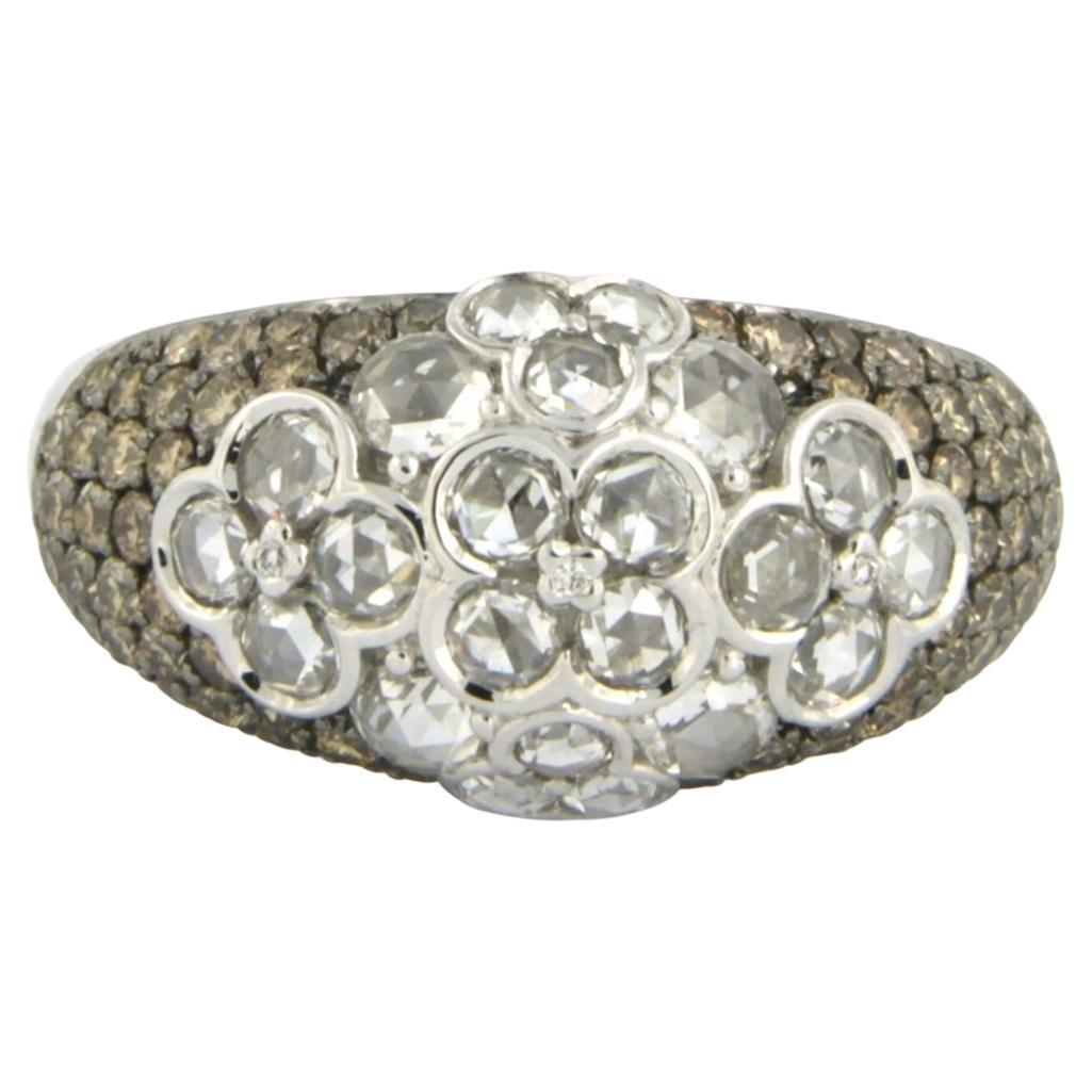 Cocktailring aus 18k Weißgold mit 1,95ct Diamanten im Rosen- und Brillantschliff im Angebot