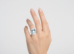 18K White Gold Cocktail Ring with 19.60 CTW in Aquamarine & Diamond