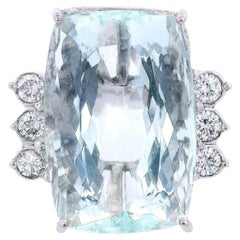 18K White Gold Cocktail Ring with 19.60 CTW in Aquamarine & Diamond