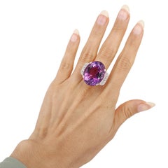 18K White Gold Cocktail Ring with 36.40 CTW in Amethyst & Diamond