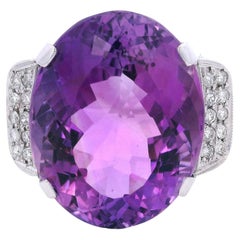 18K White Gold Cocktail Ring with 36.40 CTW in Amethyst & Diamond
