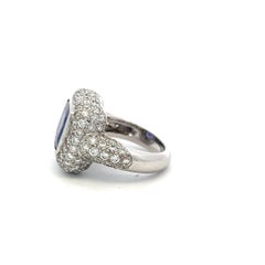 18K White Gold Cocktail Ring with 7 Carat Tanzanite 3.5 Carat Diamonds Size 6.5