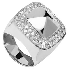 Anello cocktail in oro bianco 18 carati e diamanti