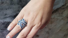 18K White Gold Cocktail Ring with Diamonds and Sapphires Inspired, de Grisogono