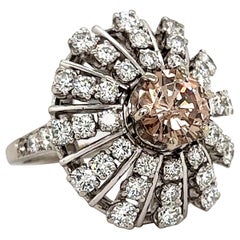 18K White Gold Cognac and White Diamond Cocktail Ring
