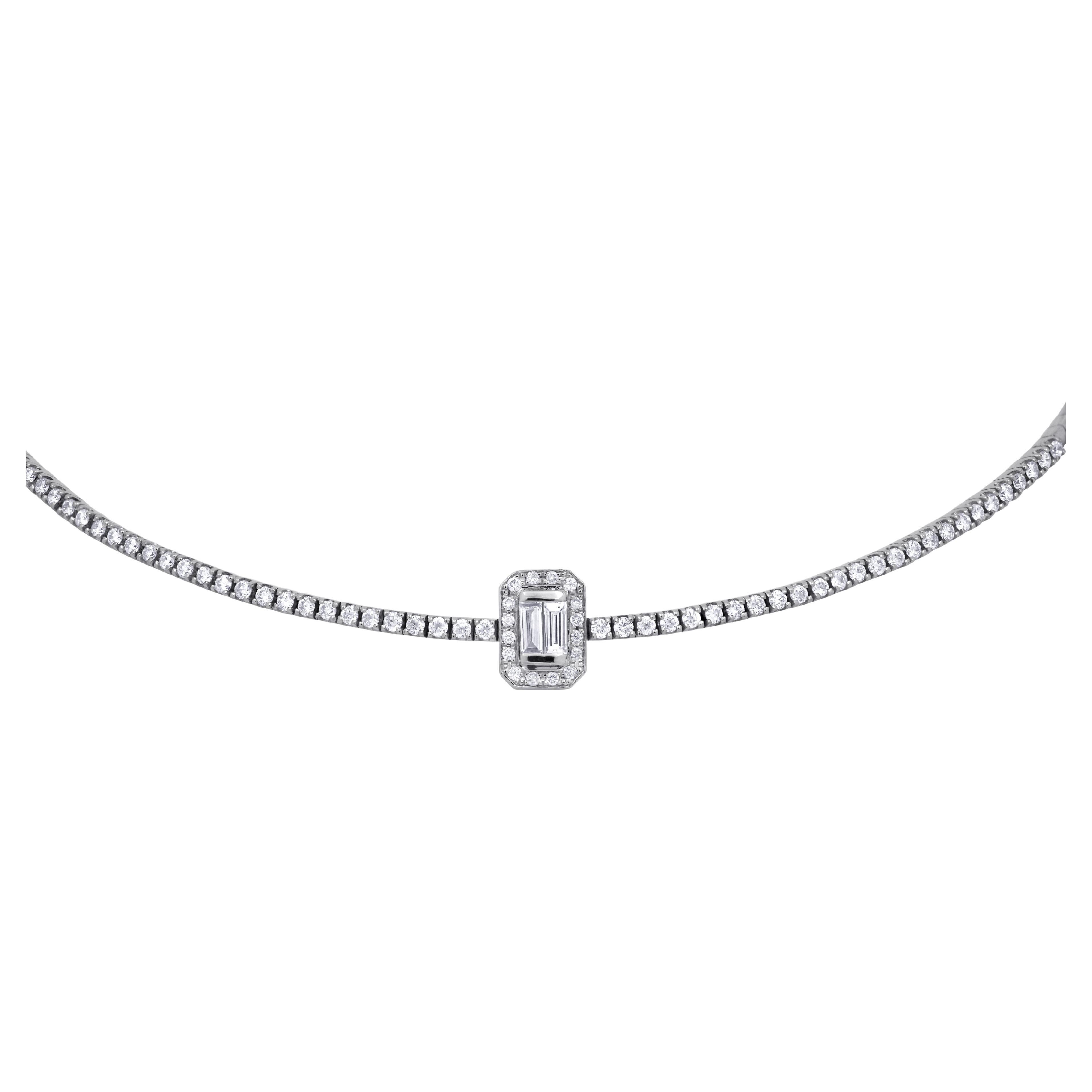 18k White Gold Collar Necklace with Diamonds