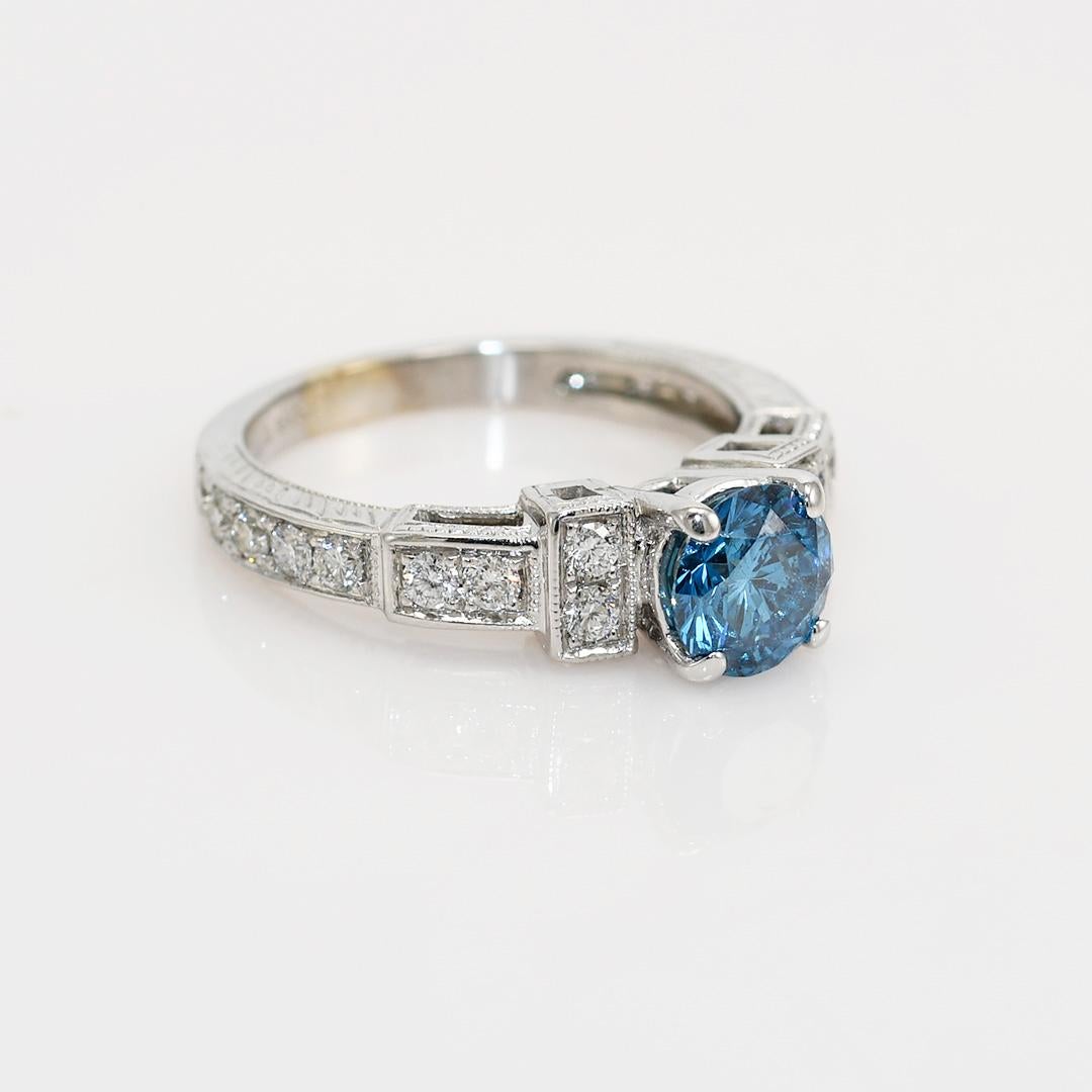 Women's 18K White Gold Color Enhanced Diamond Ring, 5.9gr For Sale