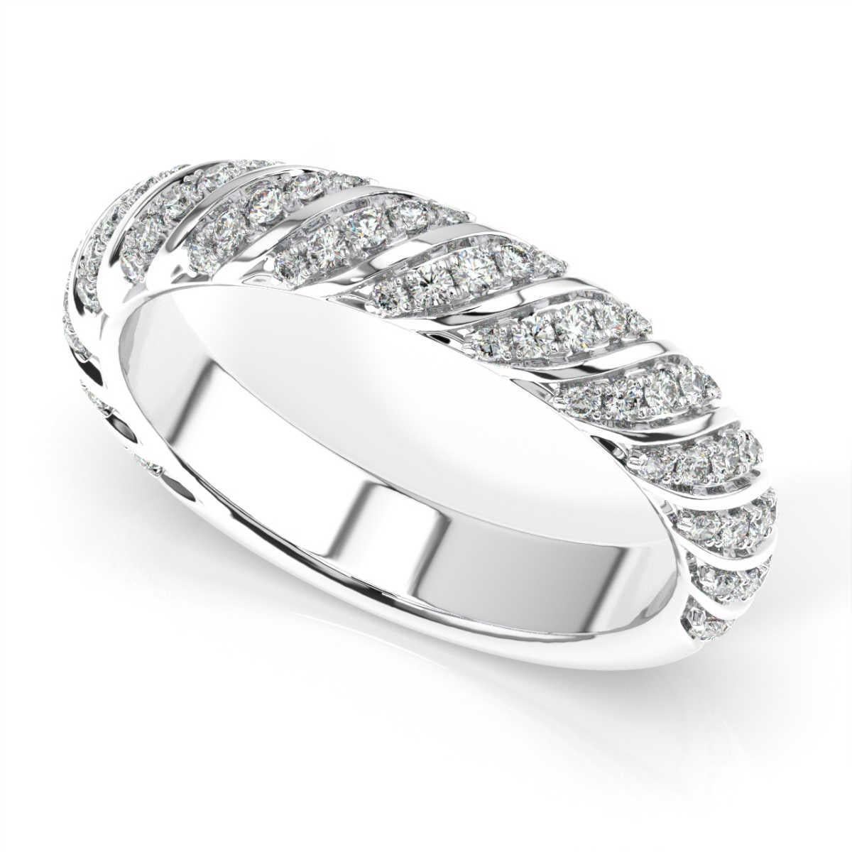 Taille ronde Bague Constance en or blanc 18 carats avec diamants (2/5 ct. tw) en vente