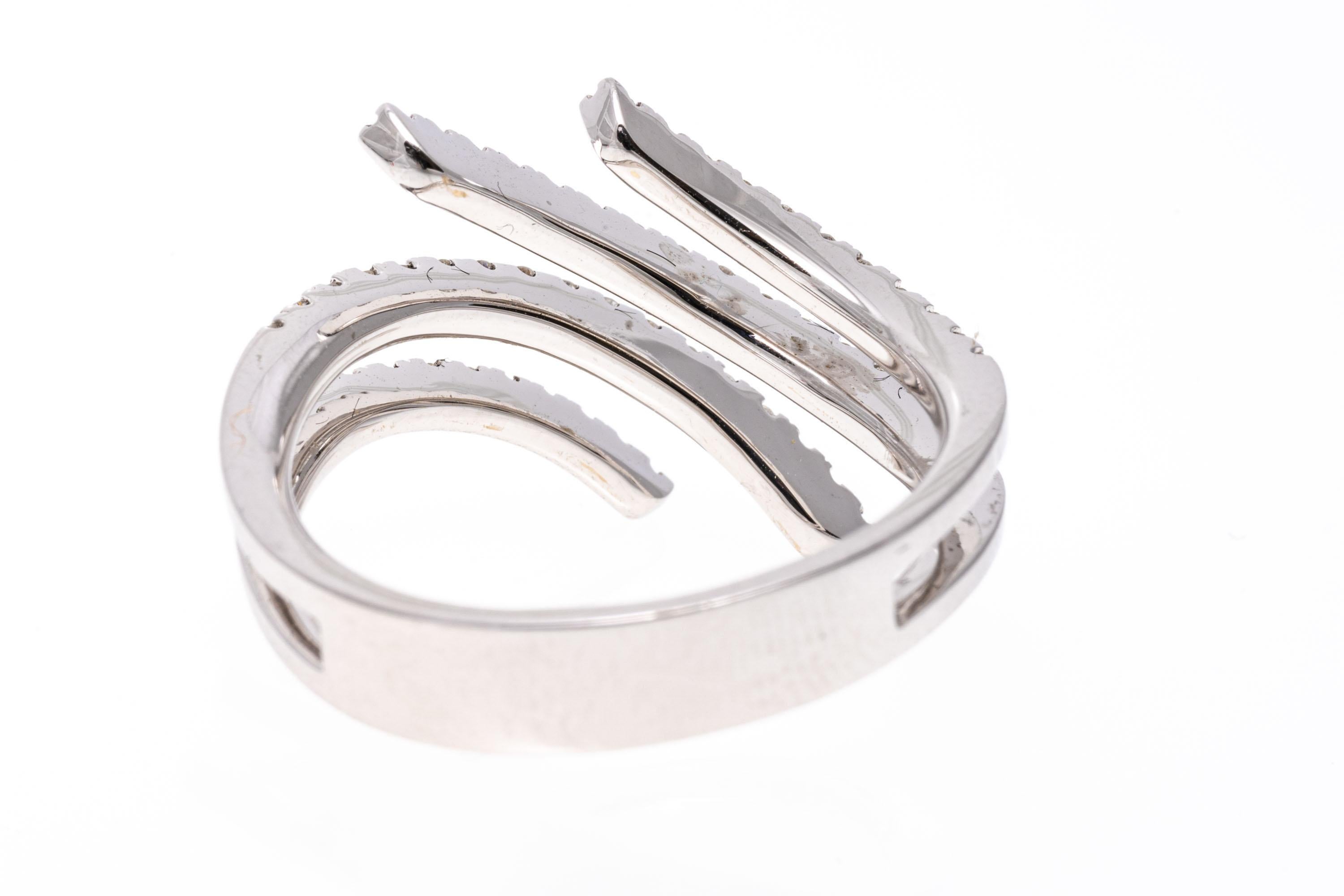 18k White Gold Contemporary Bypass Spray Ring With Diamonds In Good Condition For Sale In Southport, CT