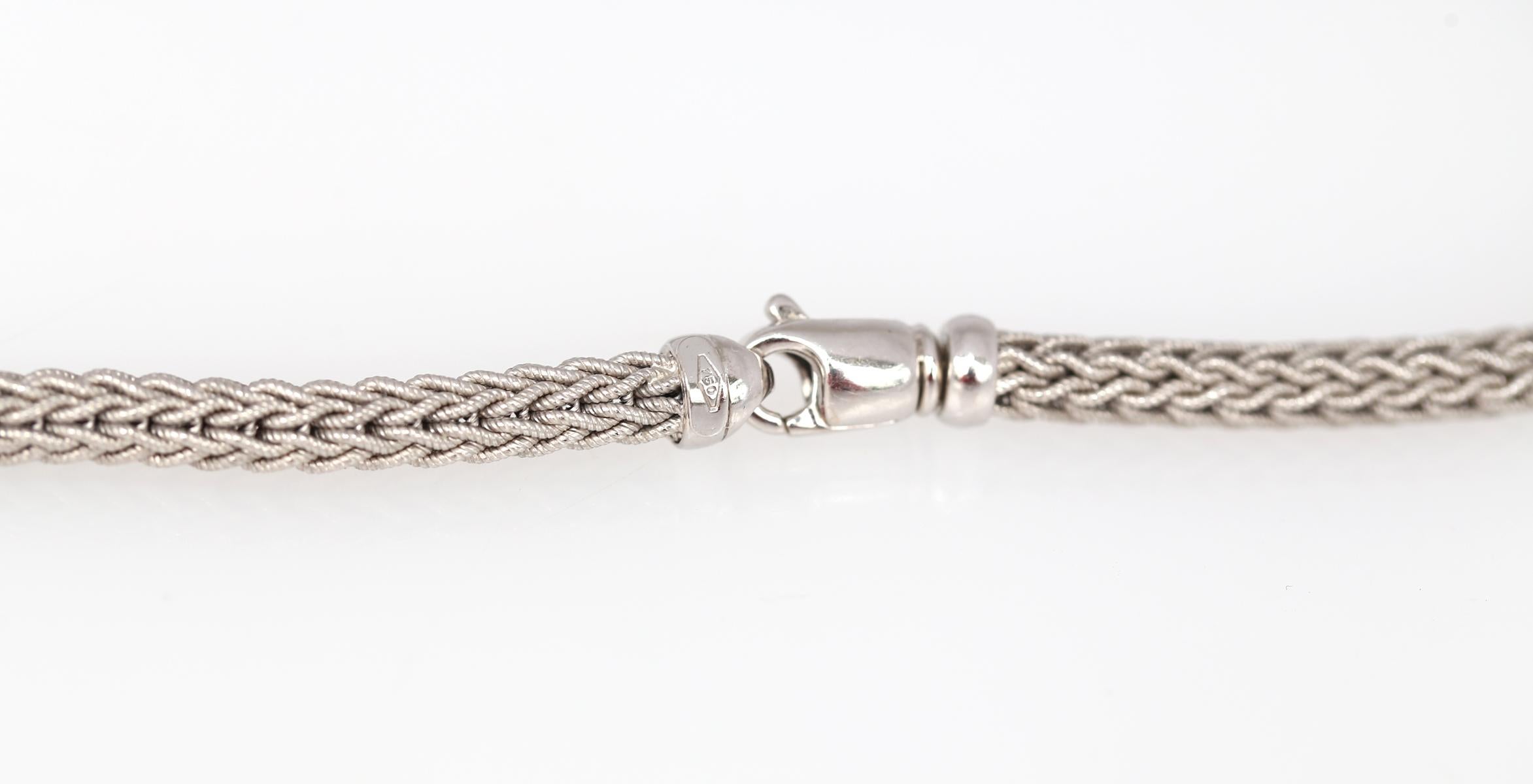 18K White Gold Cord Snake Fox Tail Link Chain, 1990 For Sale 4