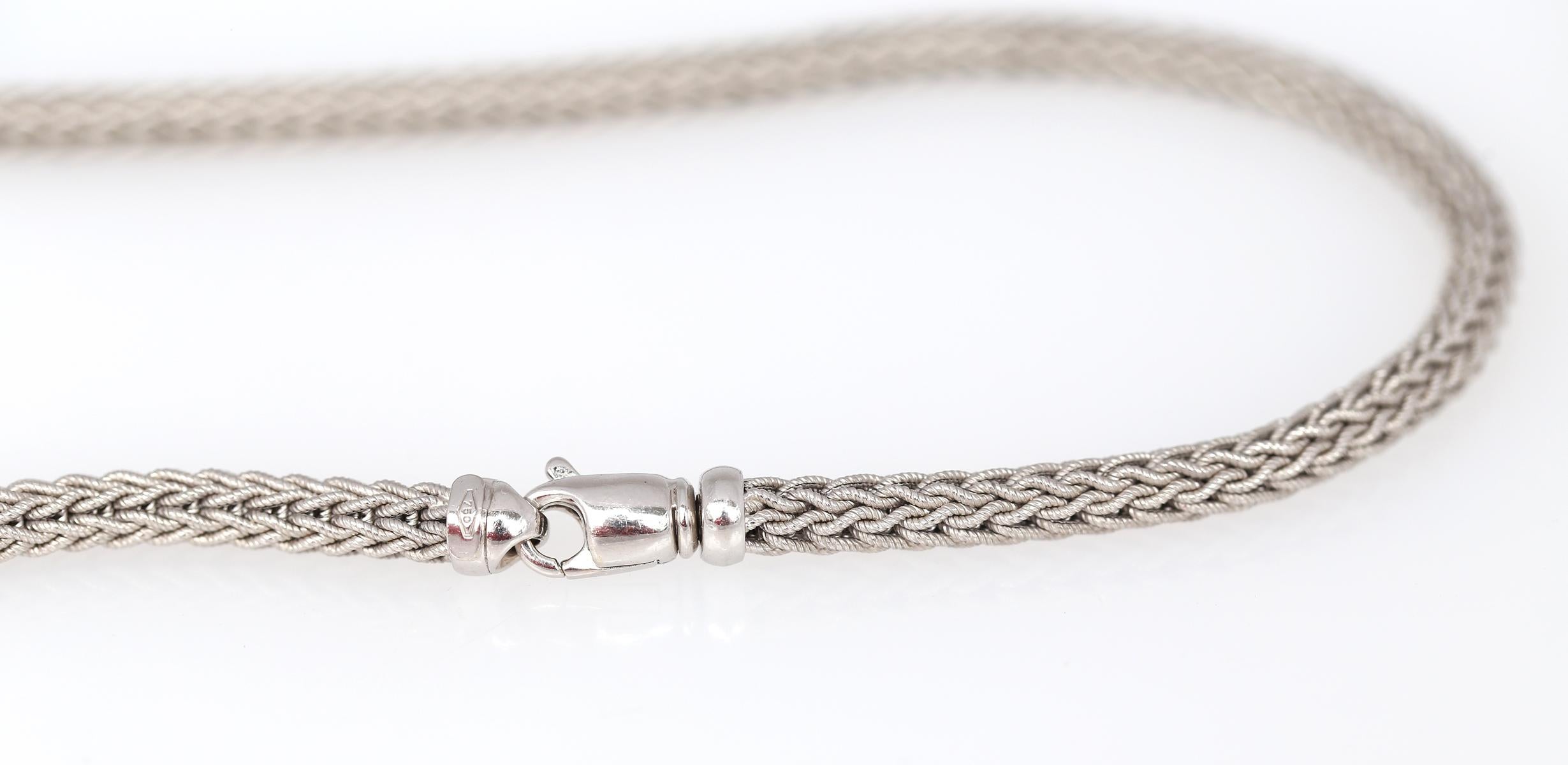 18K White Gold Cord Snake Fox Tail Link Chain, 1990 For Sale 5