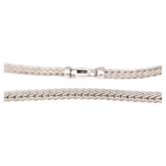 Vintage 18K White Gold Cord Snake Fox Tail Link Chain, 1990