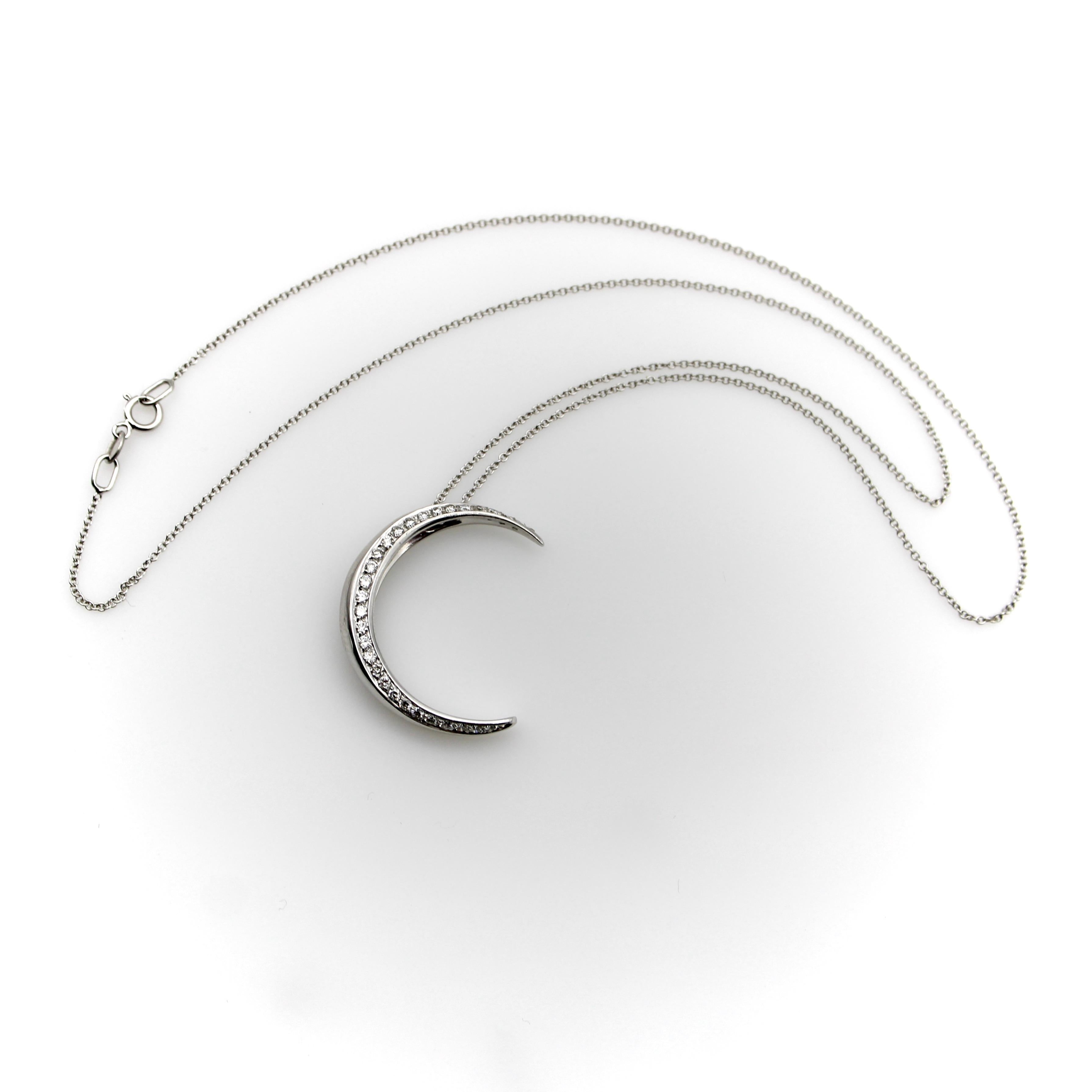 white gold moon necklace