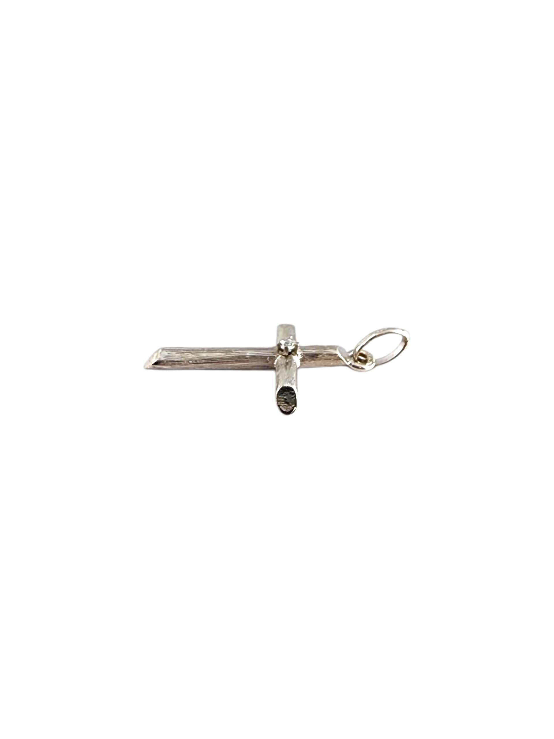 Women's 18K White Gold Cross Pendant #22508 For Sale