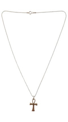 18K White Gold Cross Pendant Necklace #16445