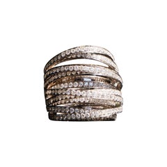 18k White Gold Crossover Diamond Cocktail Ring Approx 6.72 Carats of Natural Dia