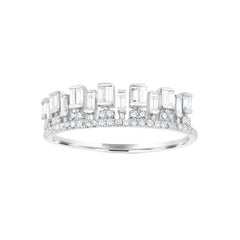 Luxle 0.42 CT. T.W Diamond Crown Ring in 18k White Gold