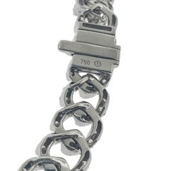 18k White Gold “Cuban” Style Pave Diamond Choker Necklace