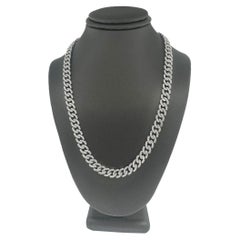 Collier ras du cou en or blanc 18 carats avec diamants pavés de style cubain