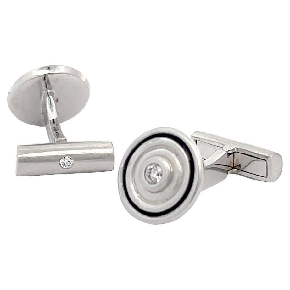 18k White Gold Cufflinks With 0.22tct Of Diamonds For Sale
