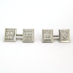 Gemelli in oro bianco 18k con diamante taglio singolo fino a 0,70ct - 12,4 grammi