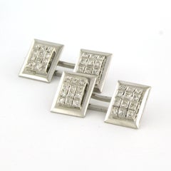 Boutons de manchette en or blanc 18 carats avec diamant taille unique jusqu'à 0,70 ct - 12,4 grammes