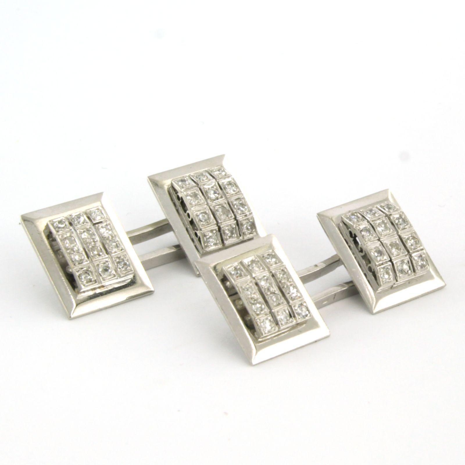 18k white gold cufflinks with single cut diamond up to 0.70ct - 12.4 grams (Moderne) im Angebot