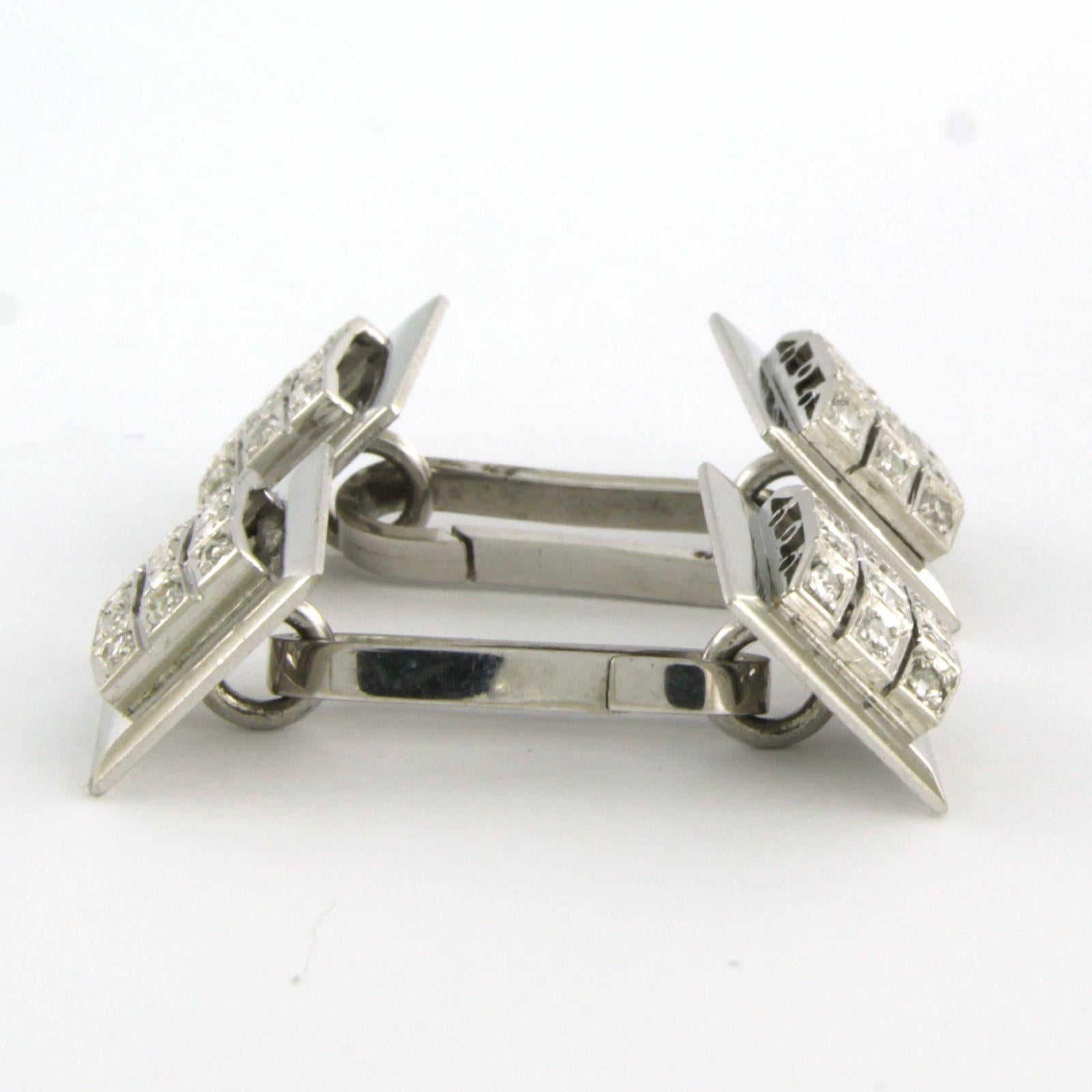 18k white gold cufflinks with single cut diamond up to 0.70ct - 12.4 grams Herren im Angebot
