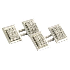18k white gold cufflinks with single cut diamond up to 0.70ct - 12.4 grams