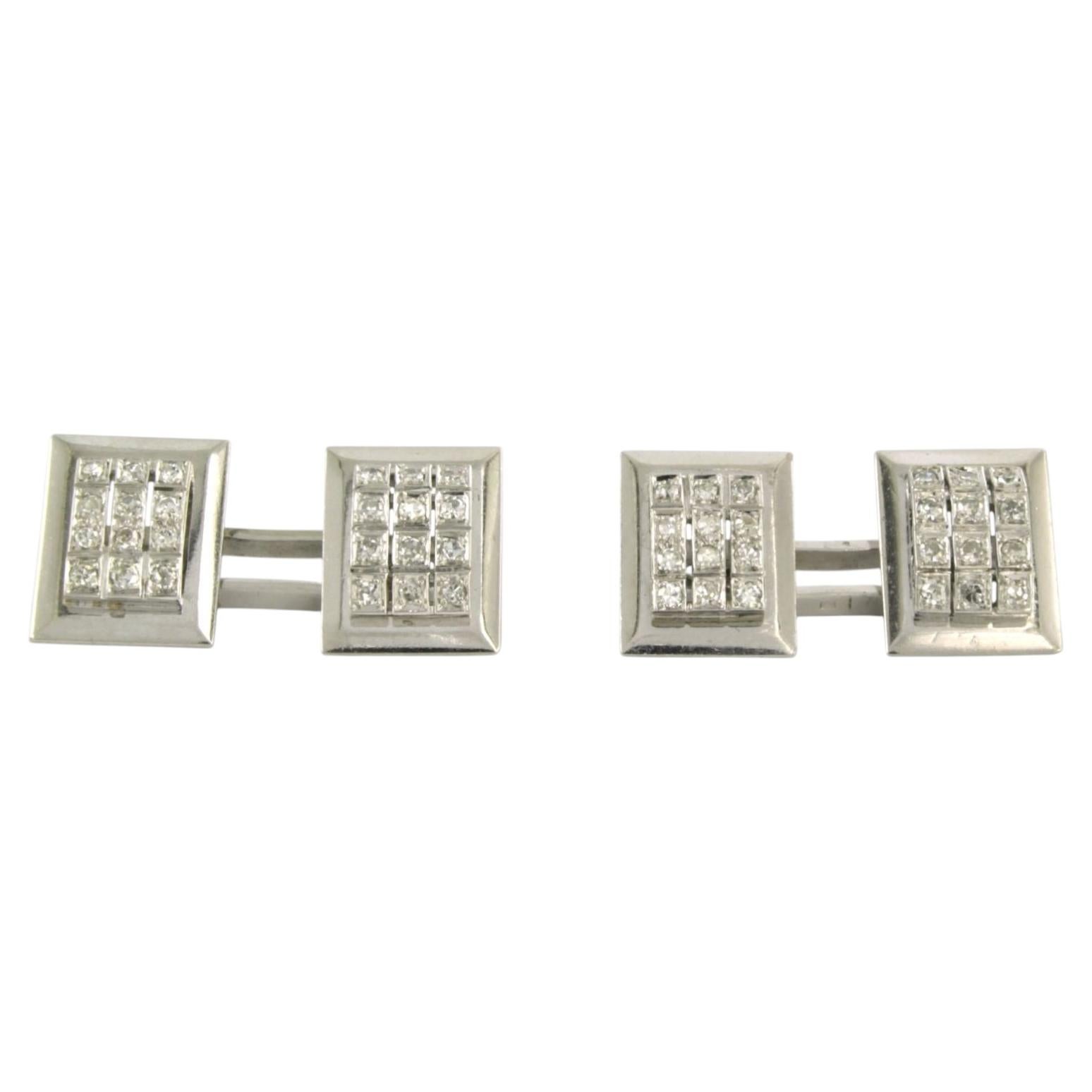 18k white gold cufflinks with single cut diamond up to 0.70ct - 12.4 grams
