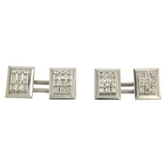 Boutons de manchette en or blanc 18 carats avec diamant taille unique jusqu'à 0,70 ct - 12,4 grammes