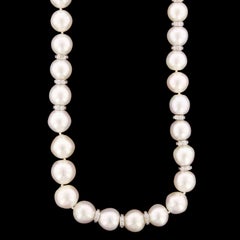 18 Karat White Gold Cultured South Sea Pearl and Diamond Necklace GIA Report