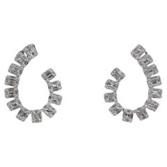18k White Gold Curved Diamond Earrings