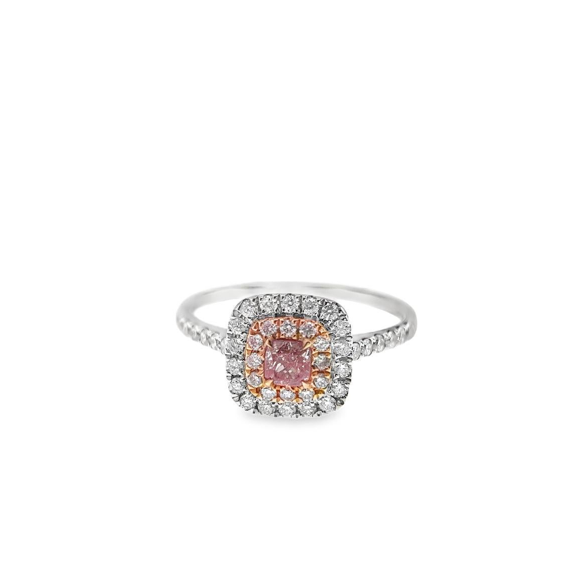 Women's or Men's 18K White Gold Cushion-Cut Fancy Pink Diamond Classic Engagement Ring For Sale