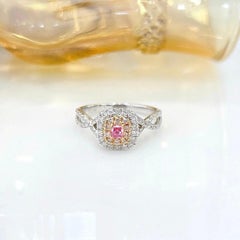 18K White Gold Cushion-Cut Pink Diamond Cross Ring with Diamonds