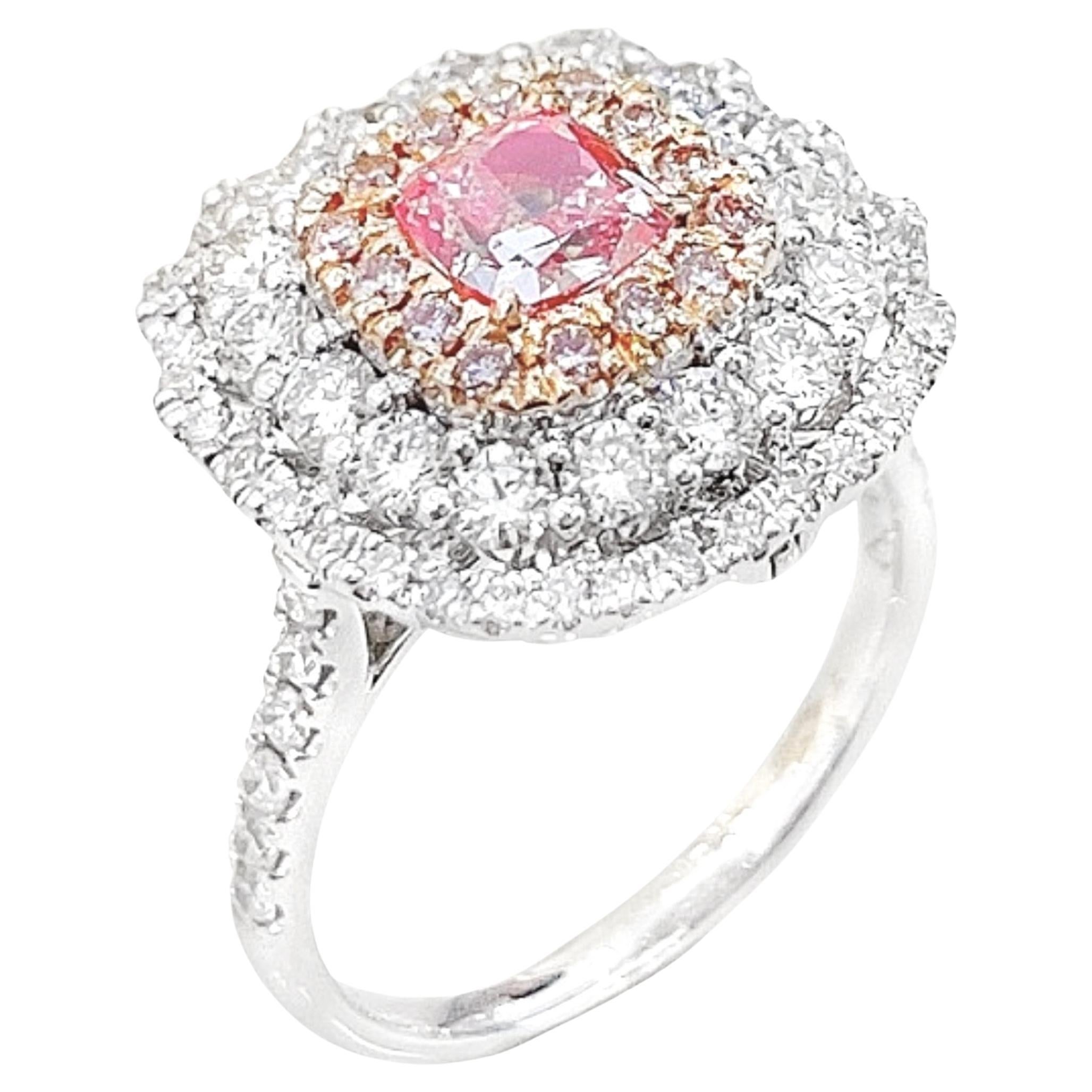18K White Gold Cushion-Cut Pink Diamond Ring