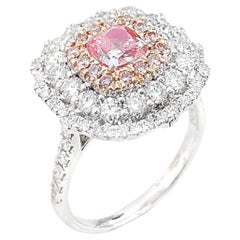 18K White Gold Cushion-Cut Pink Diamond Ring