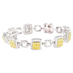 18K Weißgold Cushion-Cut Gelbes Diamantarmband mit Diamanten
