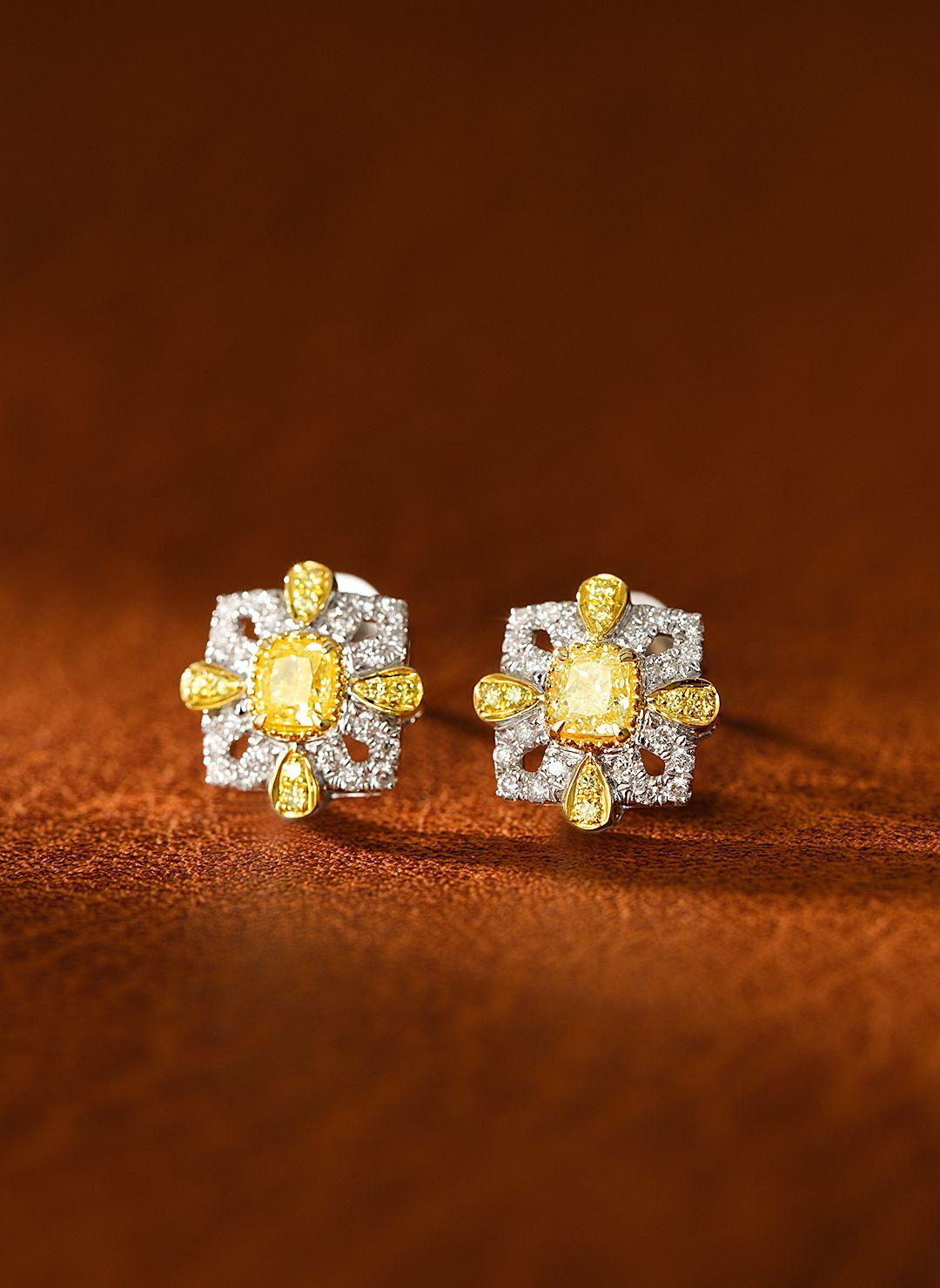 18K White Gold Cushion-Shaped Two-Tone Diamond Stud Earrings

These elegant 18K white gold stud earrings are designed with a unique two-tone cushion-shaped setting. Featuring natural yellow and white diamonds (0.34ct), they exude sophistication and