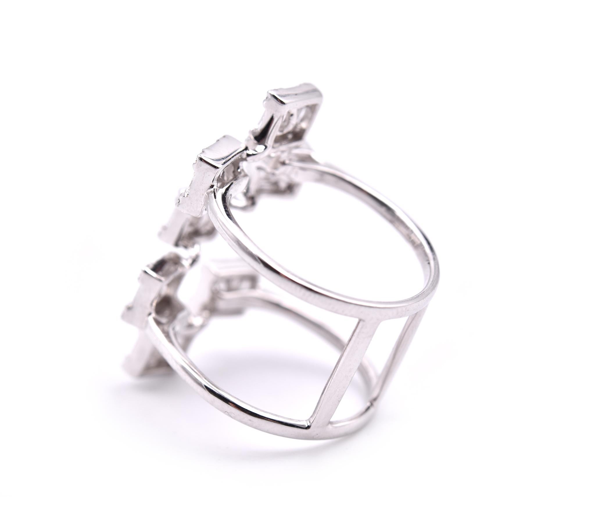 Baguette Cut 18 Karat White Gold Custom Diamond Element Ring