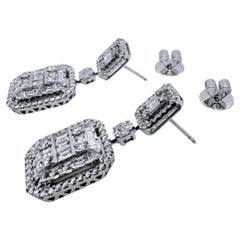 Pendientes Colgantes de Diamantes de Oro Blanco de 18k