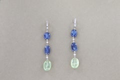 Ohrhänger aus 18 Karat Weißgold mit Kyanit, Peridot und Diamanten