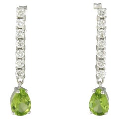 Ohrhänger aus 18-karätigem Weißgold mit Peridot (1,64 ct) und Diamanten (0,66 ct)