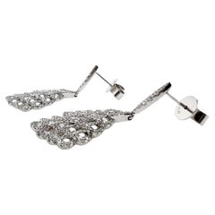 18k White Gold Dangling Diamond Honeycomb Earrings