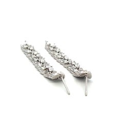 18K White Gold Dangling Earrings with 2.96 Carat Round & Marquis Shape Diamonds