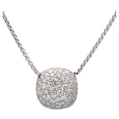 18k White Gold David Yurman Diamond Pave Cushion Necklace