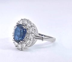18K White Gold Deep Blue Sapphire Ring
